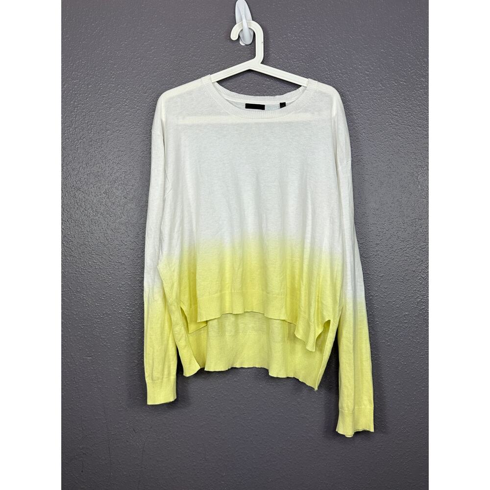 ATM Anthony Thomas Melillo Womens Yellow Dip Dye Crew Neck Knit Sweater Large